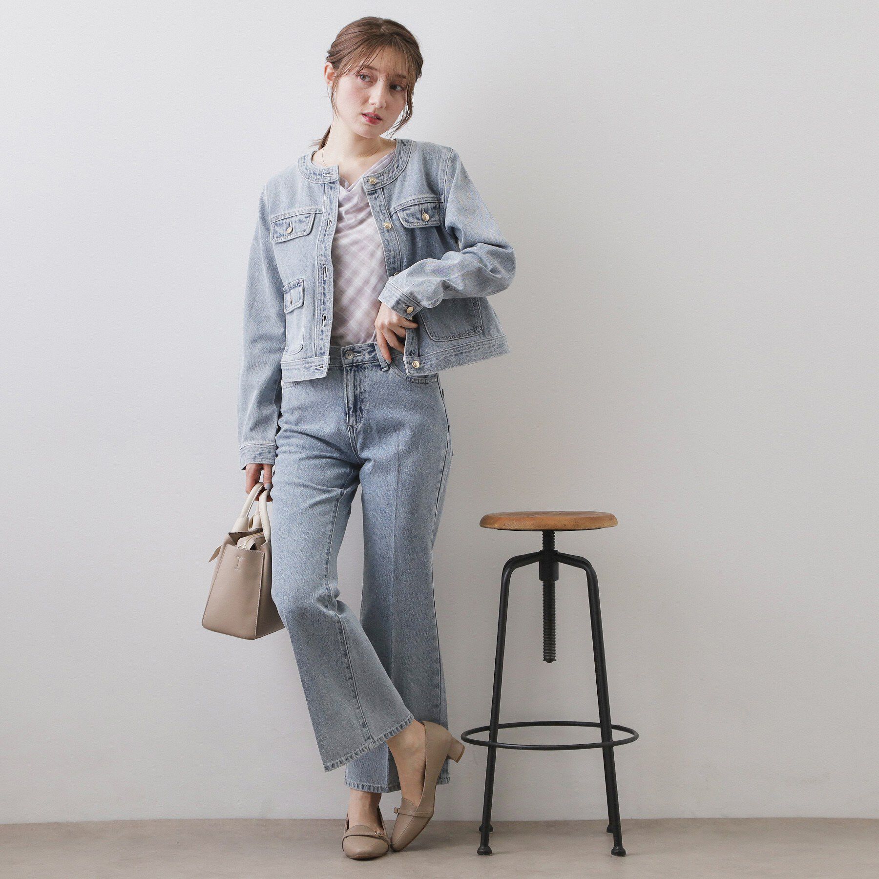 index「セルロース混フレアデニムパンツ【洗濯機OK】」|デニム|