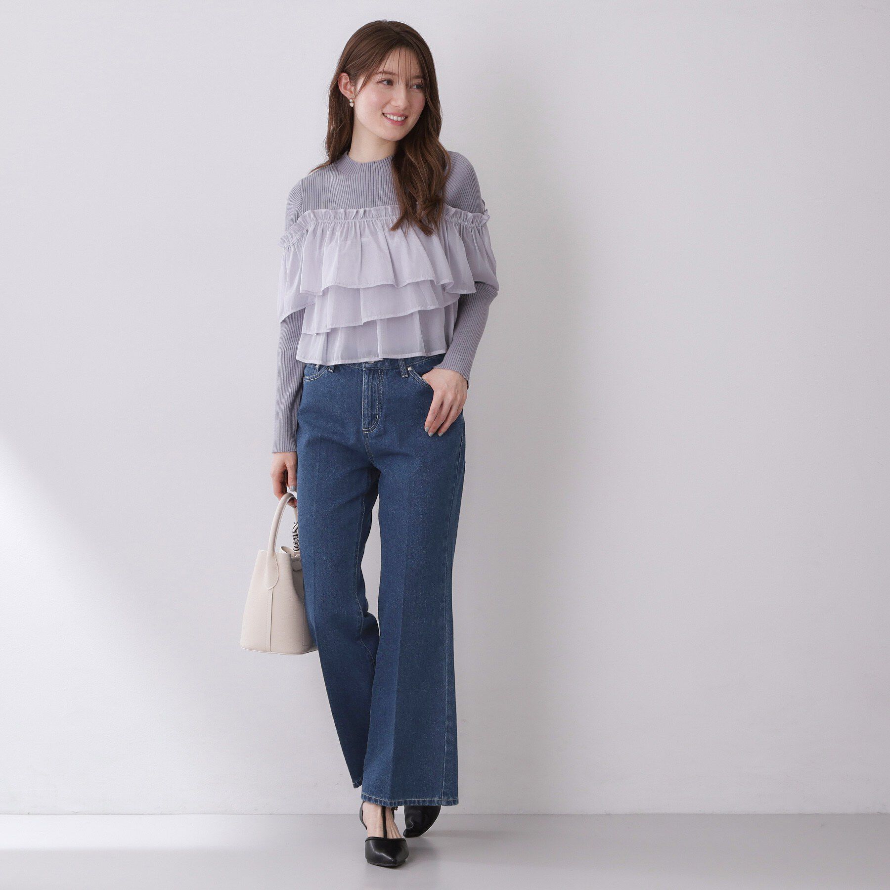 index「セルロース混フレアデニムパンツ【洗濯機OK】」|デニム|