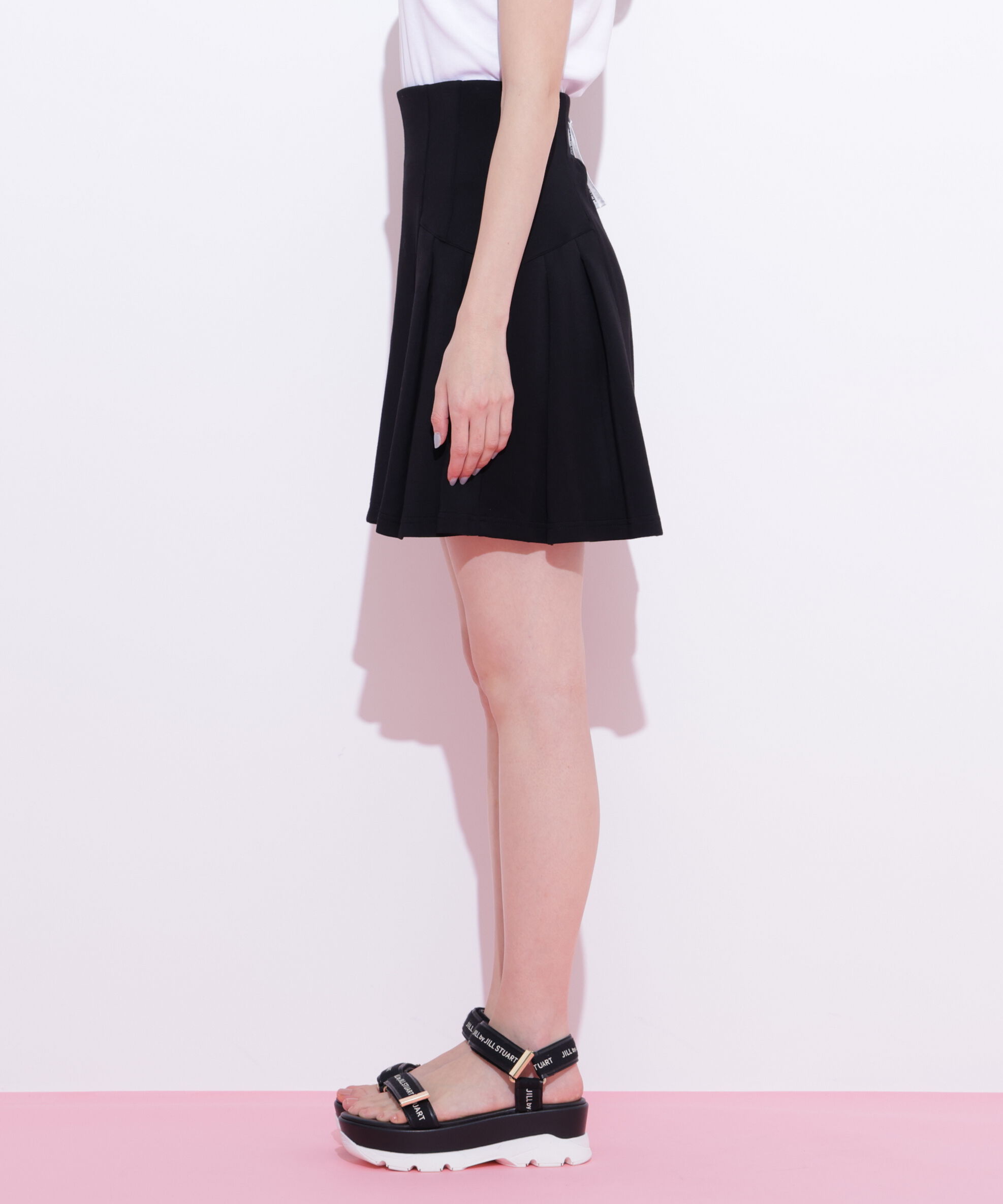  「5分袖ダイバーセットアップミニスカート」|スカート|