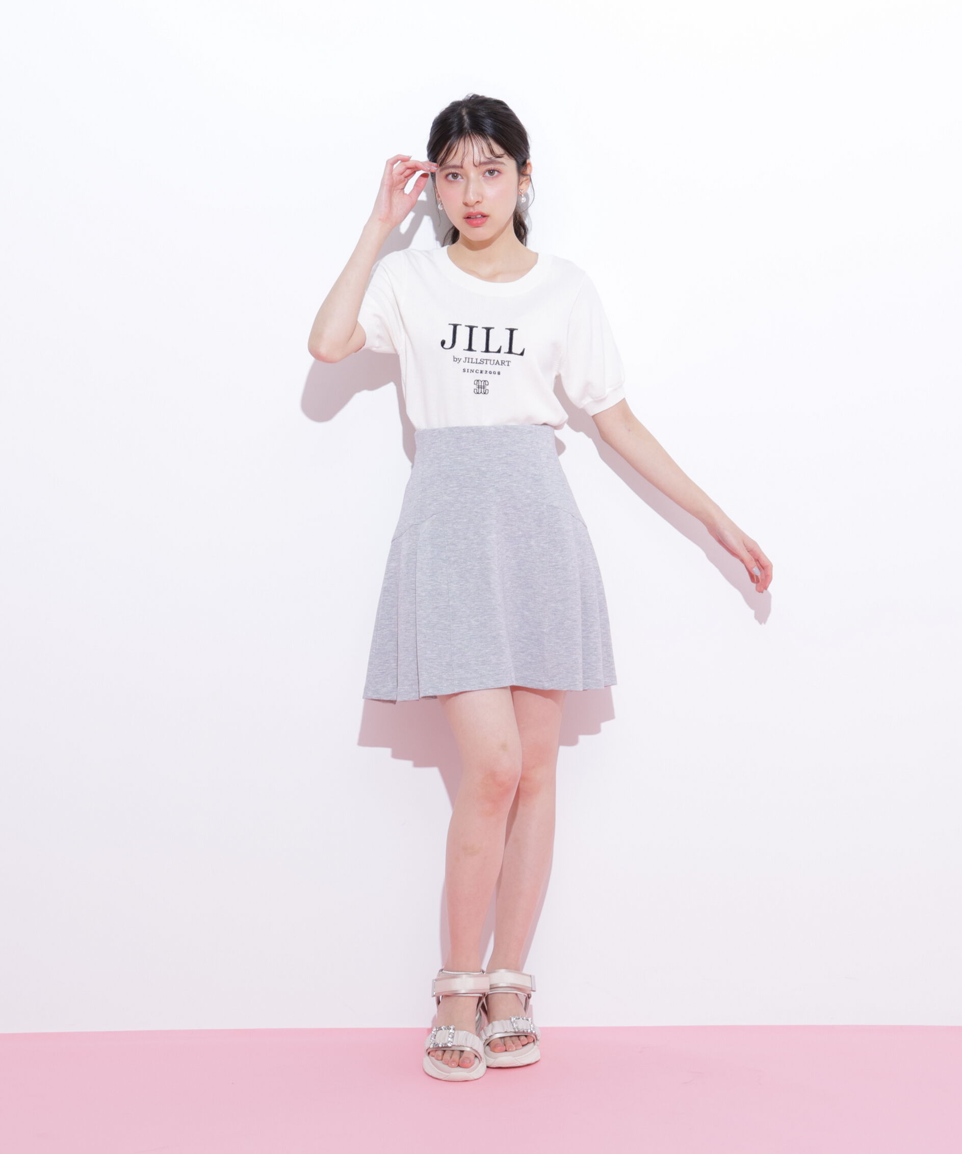  「5分袖ダイバーセットアップミニスカート」|スカート|