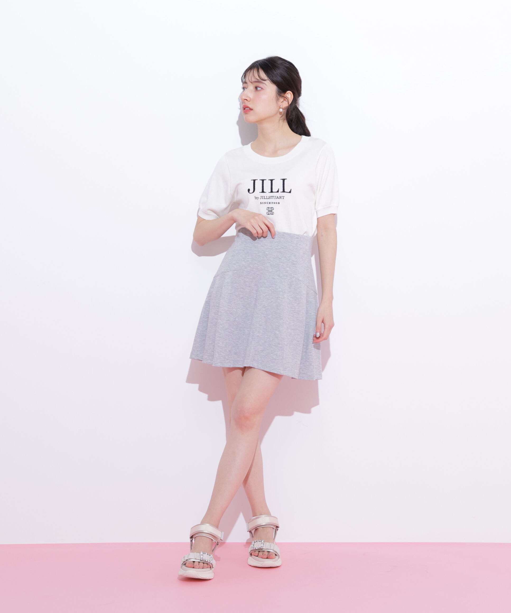  「5分袖ダイバーセットアップミニスカート」|スカート|