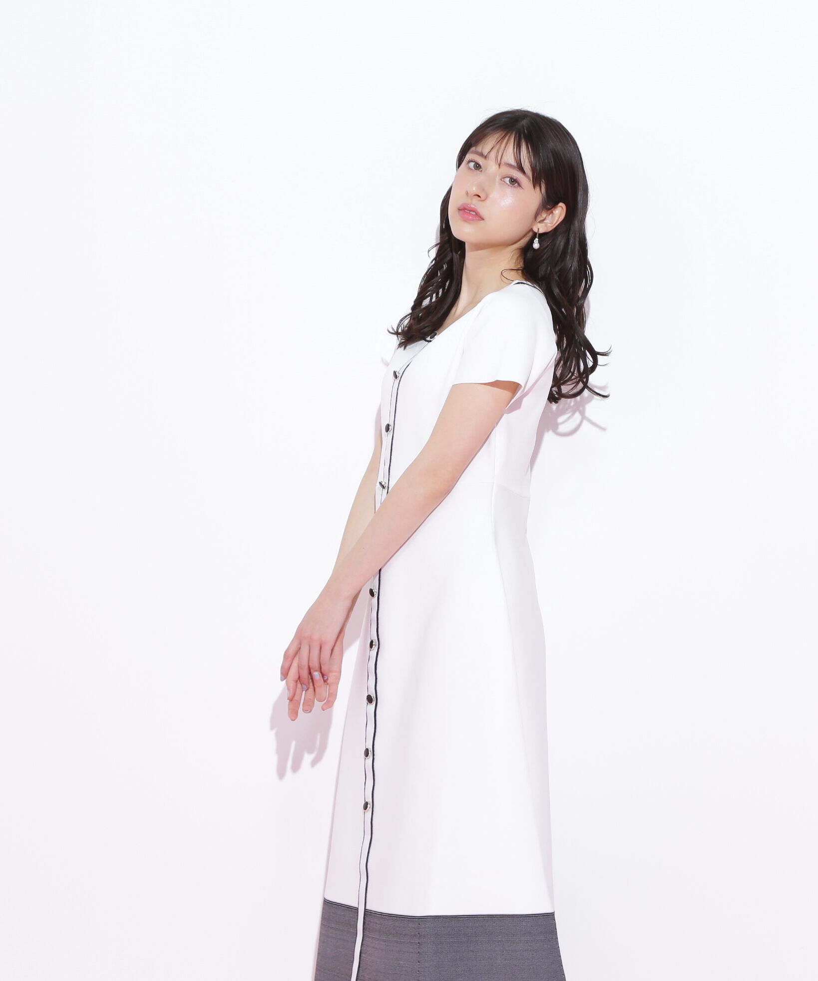  「半袖フレアニットワンピース」|ワンピース|