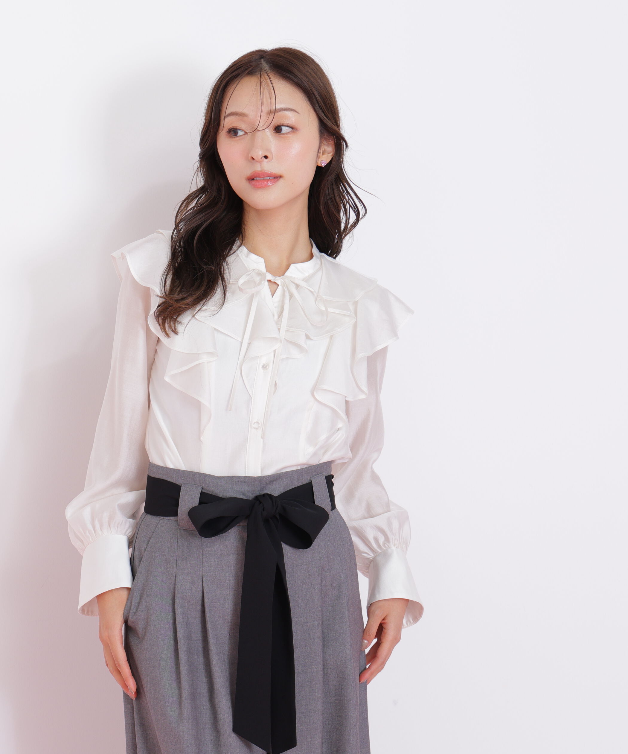  「長袖ラッフルブラウス」|シャツ・ブラウス|