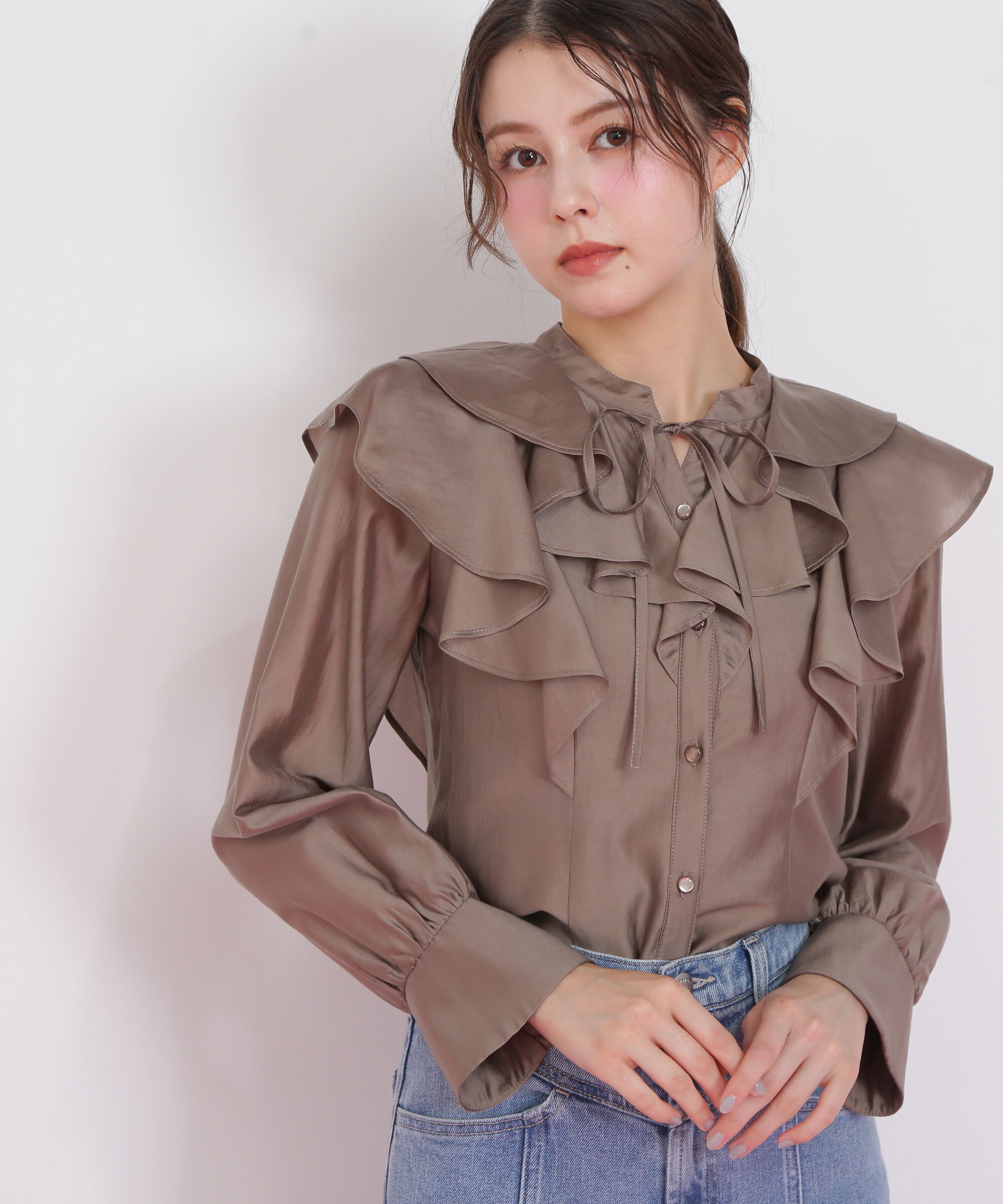  「長袖ラッフルブラウス」|シャツ・ブラウス|