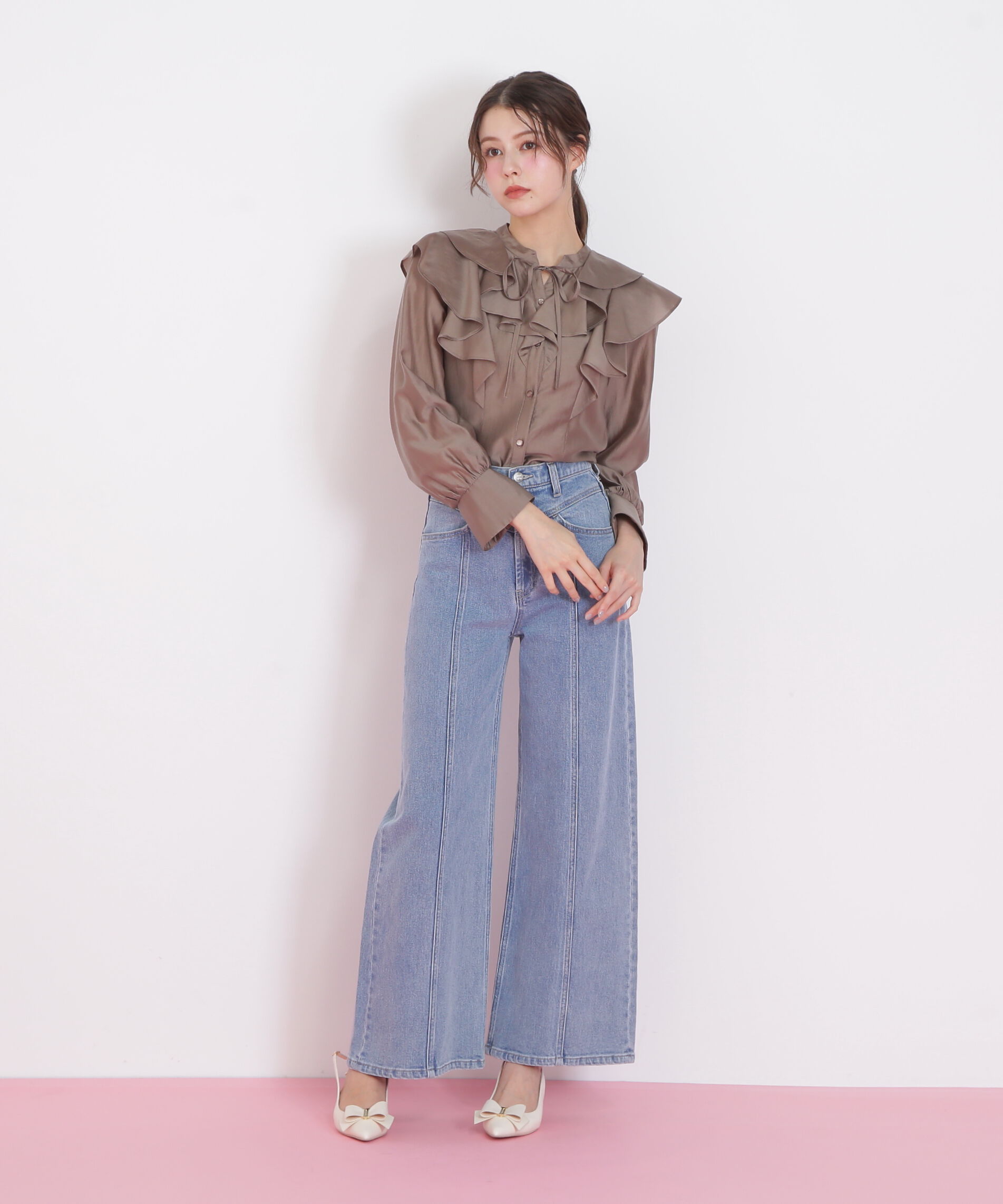  「長袖ラッフルブラウス」|シャツ・ブラウス|