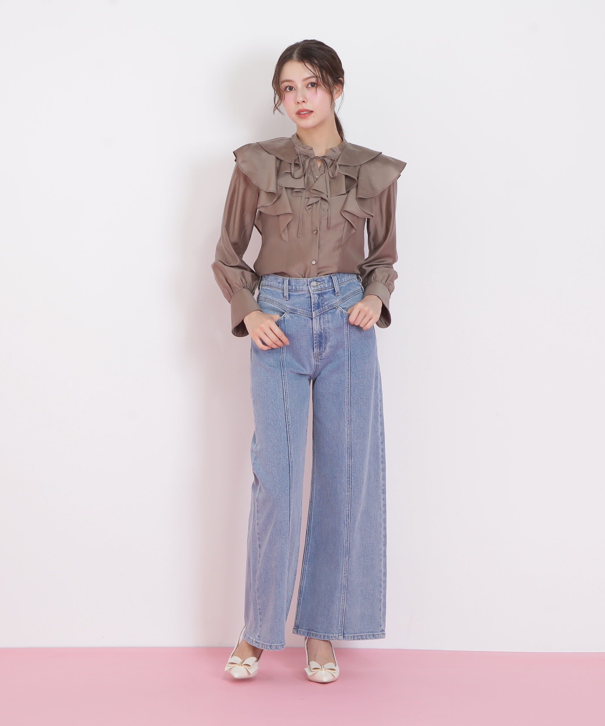  「長袖ラッフルブラウス」|シャツ・ブラウス|