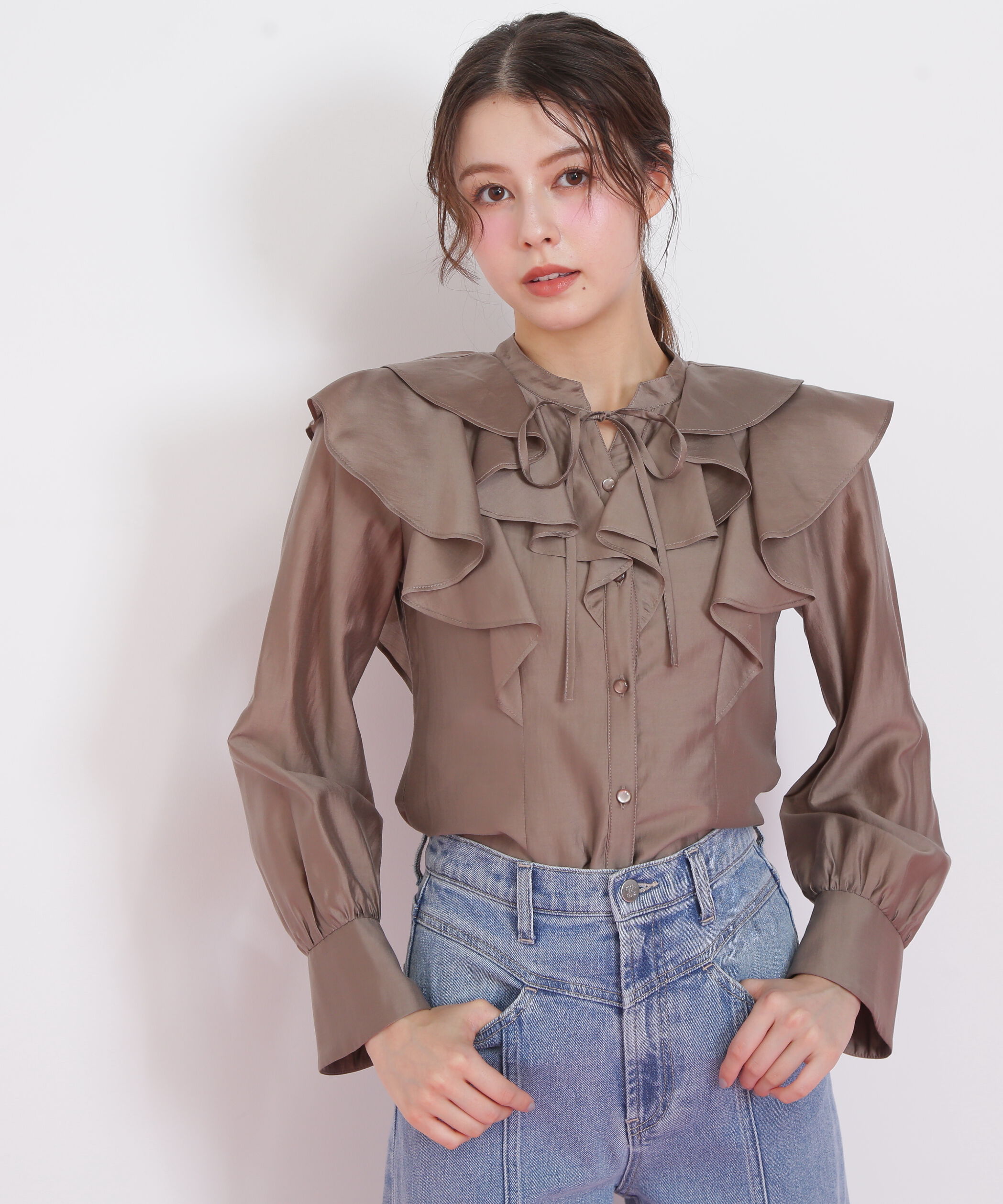  「長袖ラッフルブラウス」|シャツ・ブラウス|