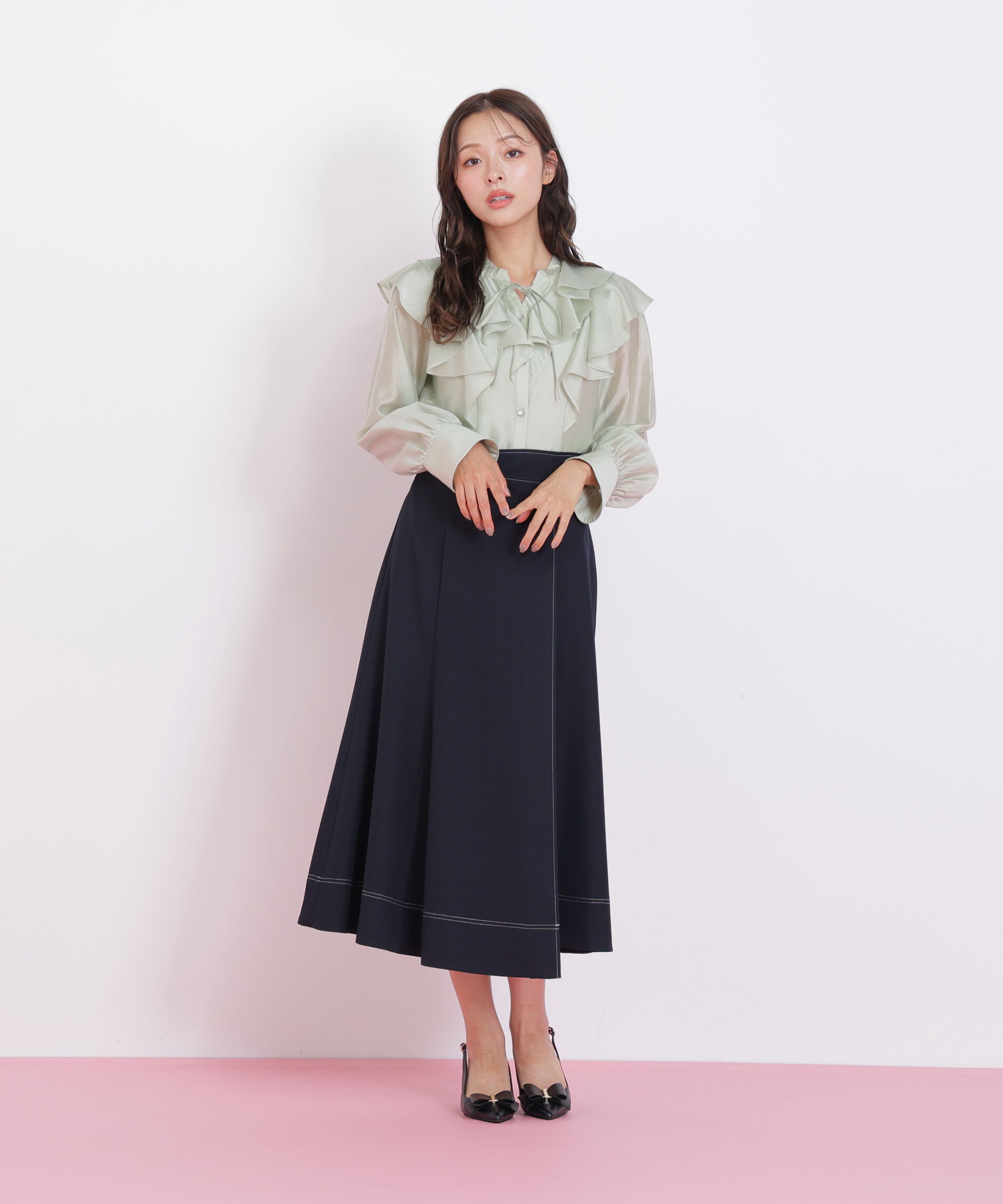  「長袖ラッフルブラウス」|シャツ・ブラウス|