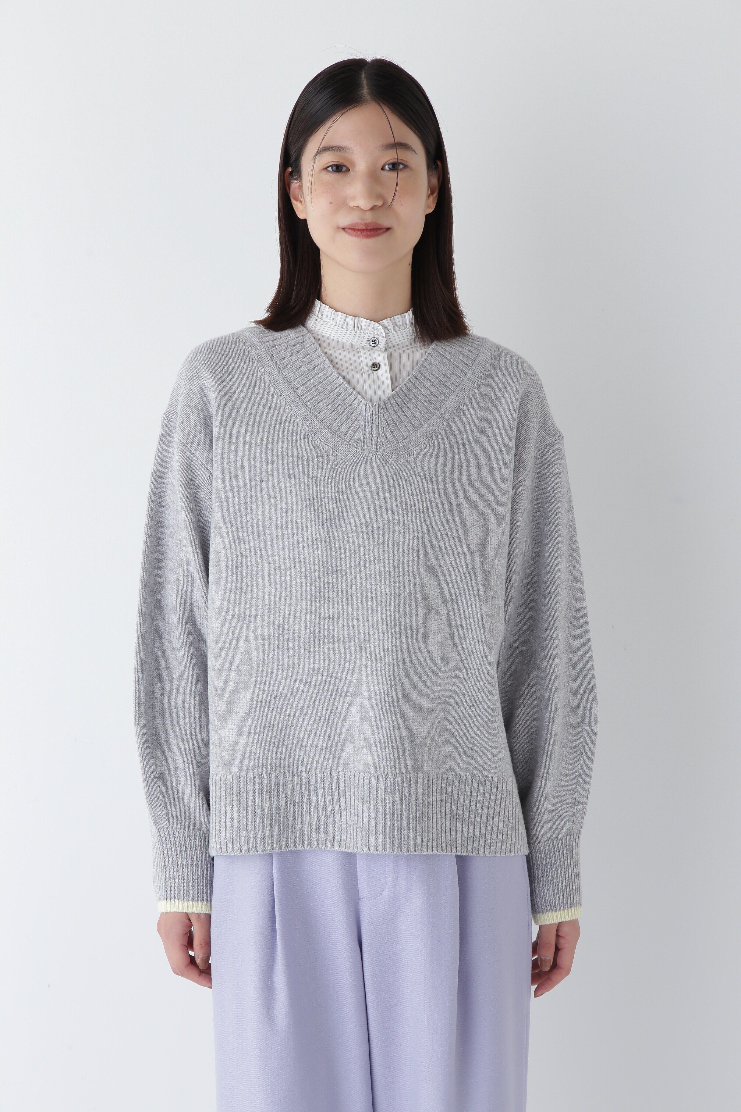  「◆ウールカシミヤＶネックニットプルオーバー」|ニット・セーター|