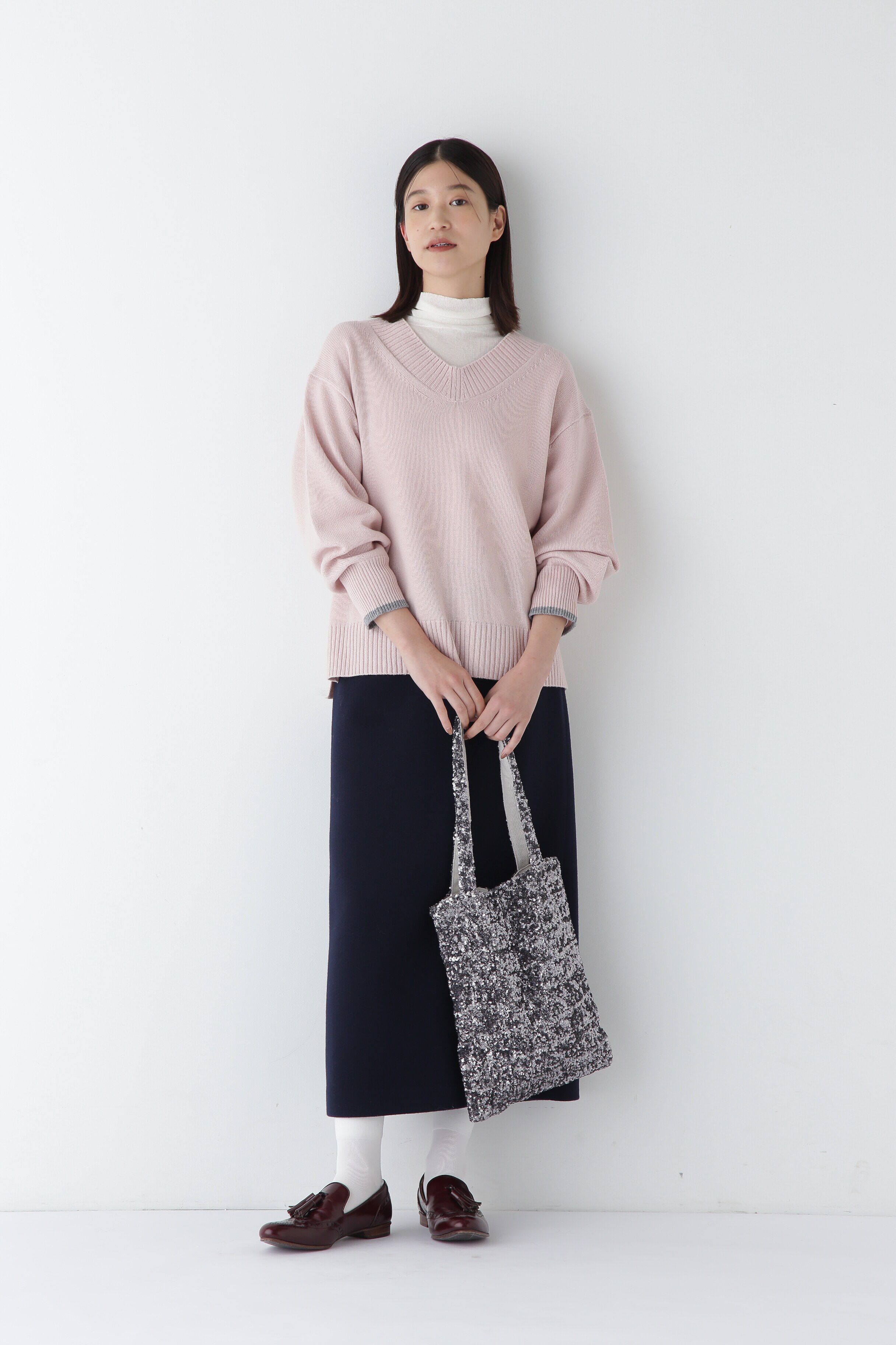  「◆ウールカシミヤＶネックニットプルオーバー」|ニット・セーター|