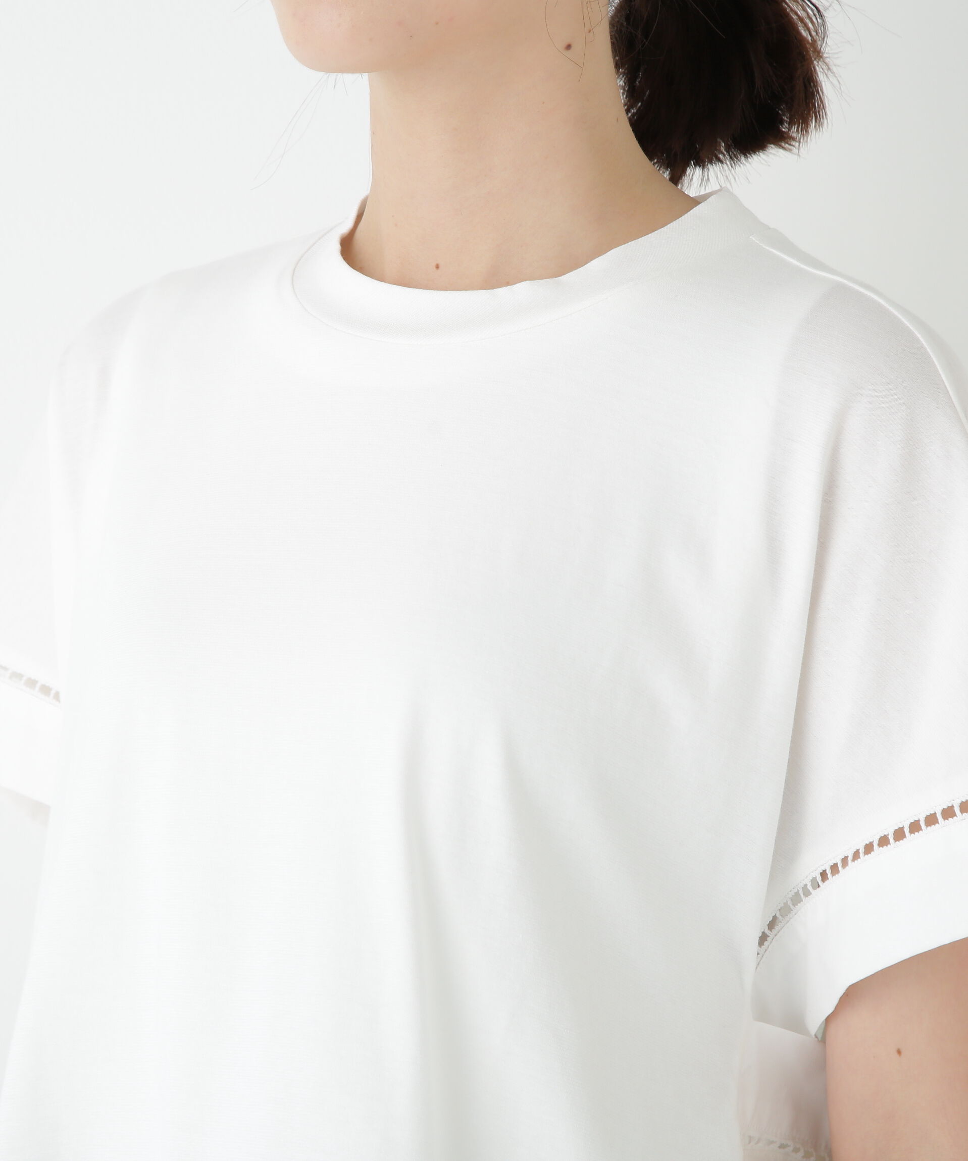  「◆布帛ドッキング半袖プルオーバー」|Tシャツ・カットソー|