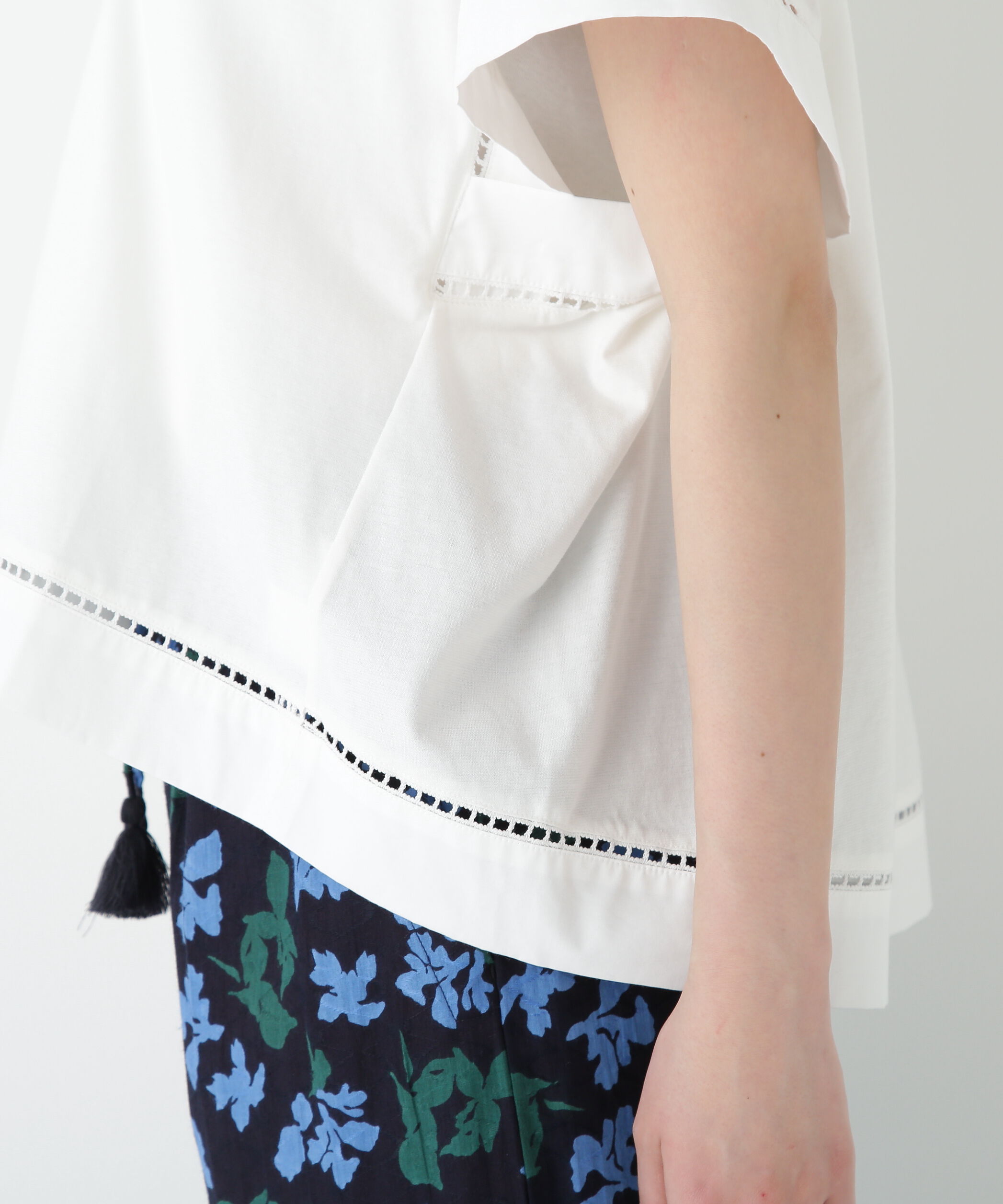  「◆布帛ドッキング半袖プルオーバー」|Tシャツ・カットソー|