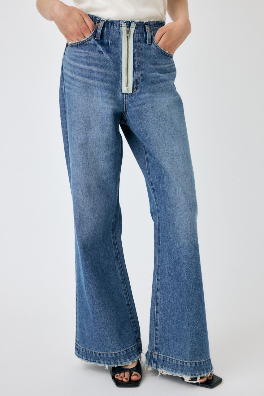 MOUSSY「ZIP DESIGN LOOSE FLARE」|デニム|