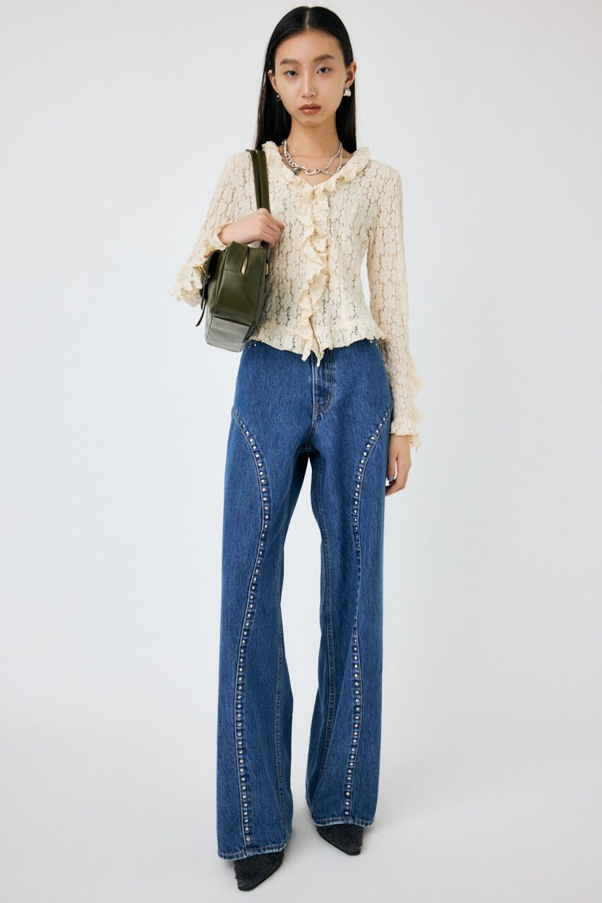 MOUSSY「CUT LACE RUFFLE ブラウス」|Tシャツ・カットソー|