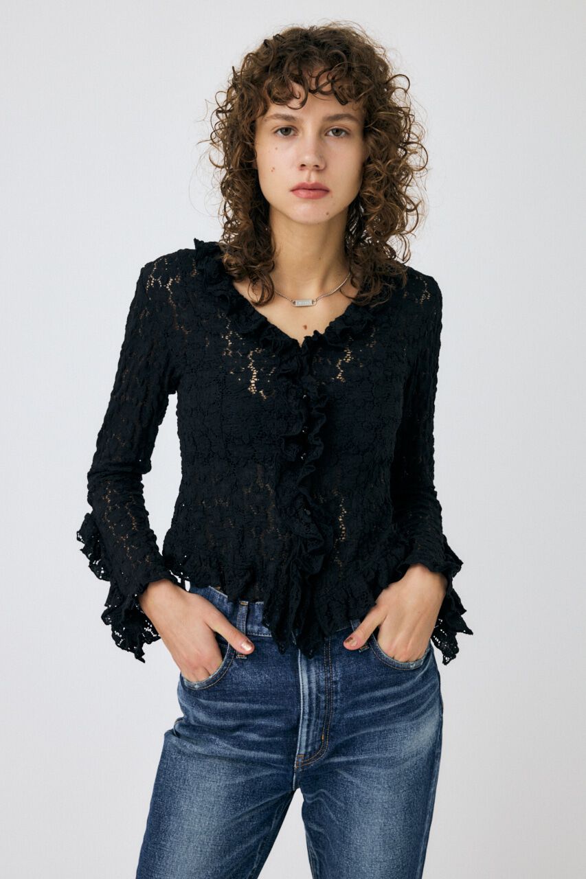 MOUSSY「CUT LACE RUFFLE ブラウス」|Tシャツ・カットソー|