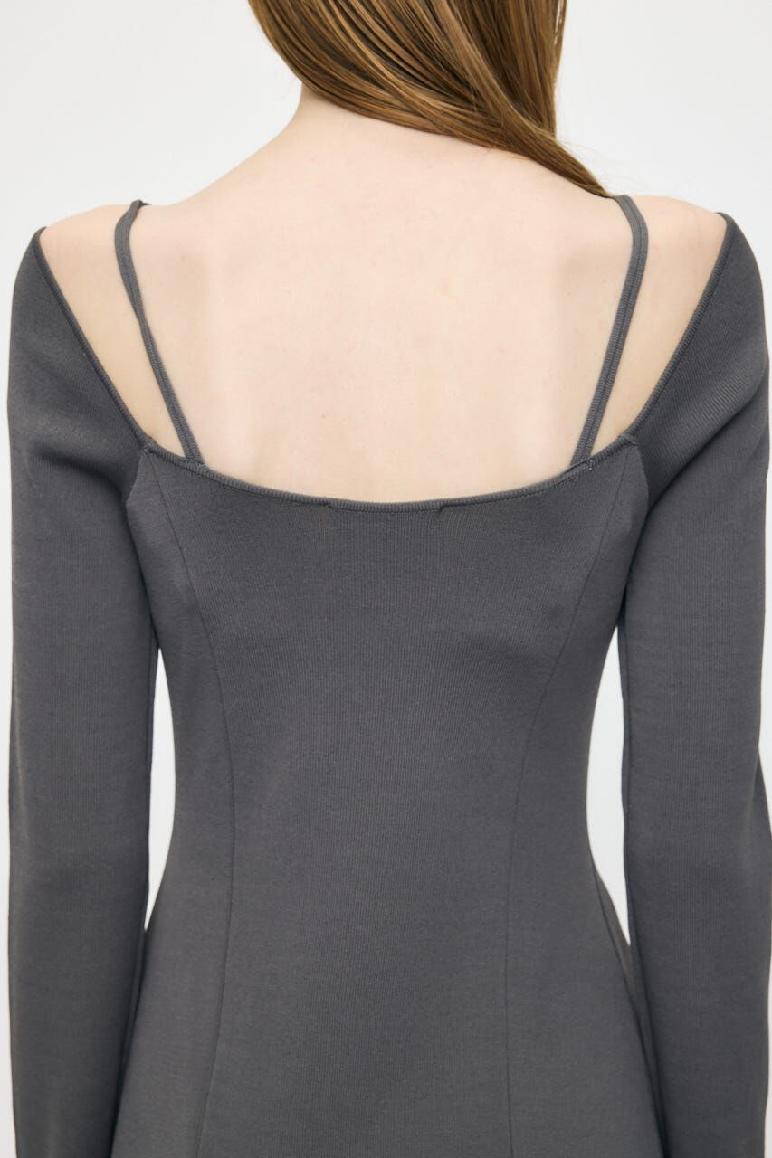 MOUSSY「OPEN NECK KNIT LONG ドレス」|ワンピース|