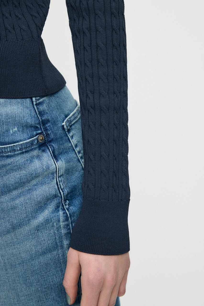 MOUSSY「HENRY NECK CABLE KNIT トップス」|ニット・セーター|