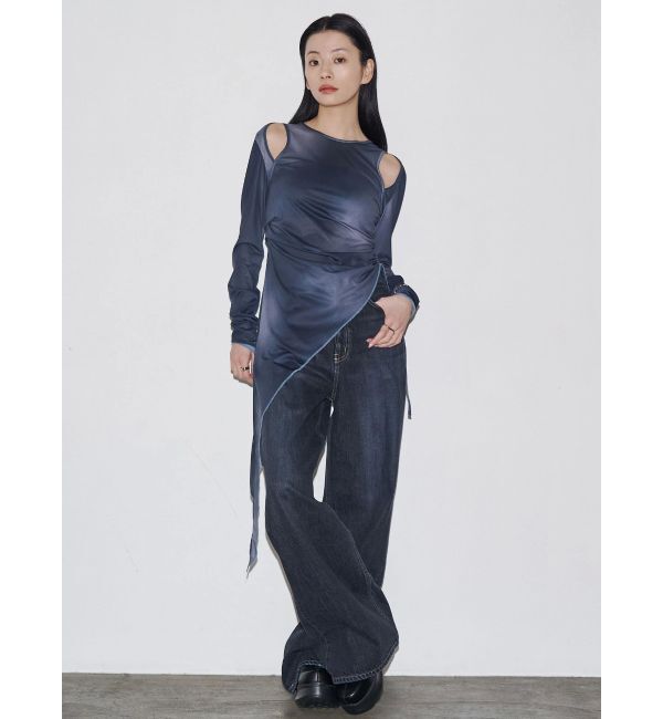 EMODA「【VEQUM】ASYMMETRY SHEER LONG TOP」|Tシャツ・カットソー|
