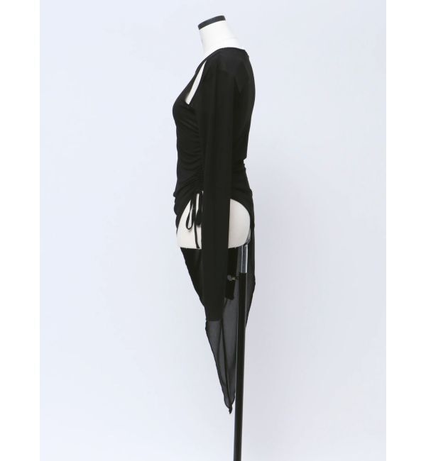 EMODA「【VEQUM】ASYMMETRY SHEER LONG TOP」|Tシャツ・カットソー|