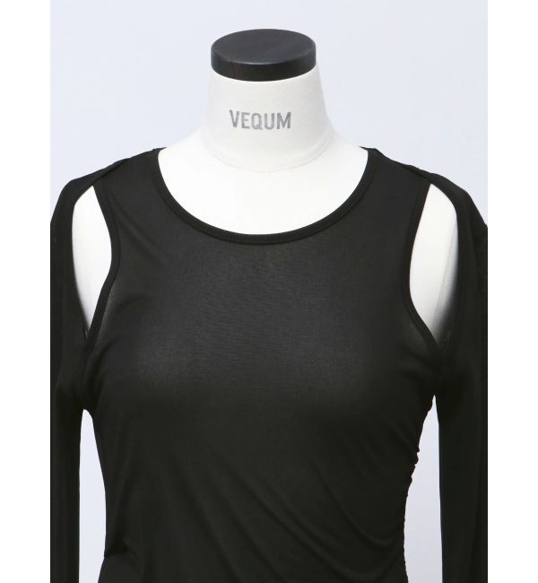 EMODA「【VEQUM】ASYMMETRY SHEER LONG TOP」|Tシャツ・カットソー|
