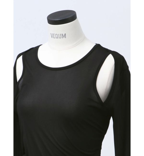 EMODA「【VEQUM】ASYMMETRY SHEER LONG TOP」|Tシャツ・カットソー|