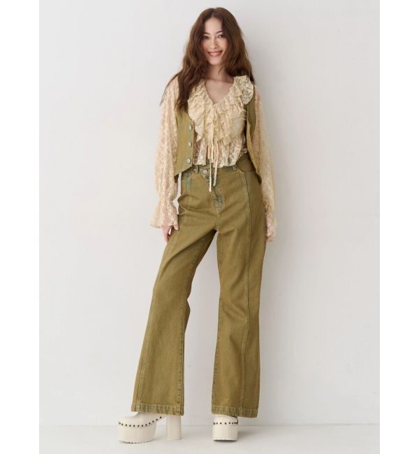 EVRIS「フロントリボンレースクロップドシャツ」|シャツ・ブラウス|