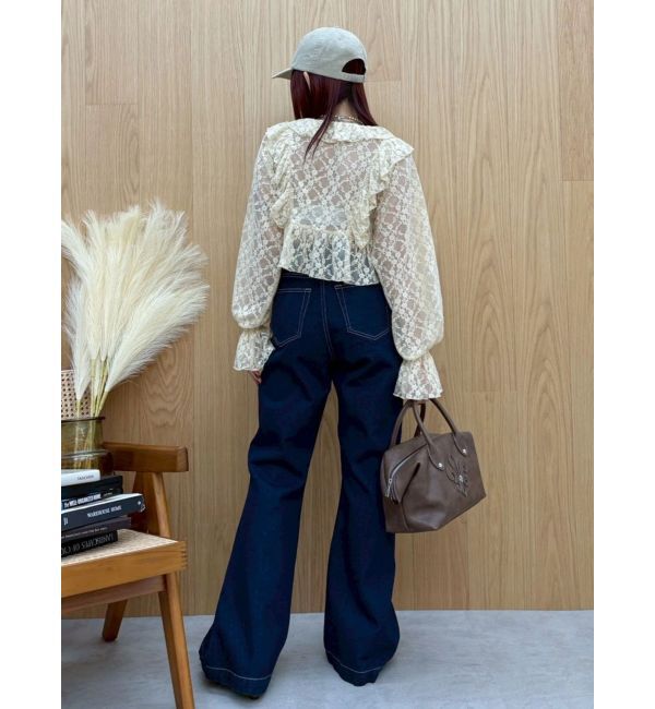 EVRIS「フロントリボンレースクロップドシャツ」|シャツ・ブラウス|