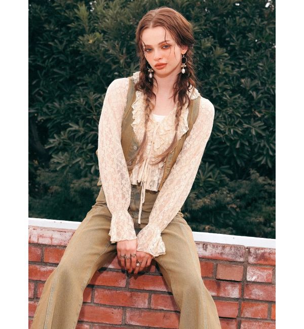 EVRIS「フロントリボンレースクロップドシャツ」|シャツ・ブラウス|