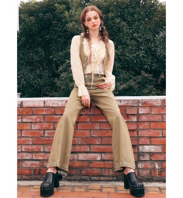 EVRIS「フロントリボンレースクロップドシャツ」|シャツ・ブラウス|