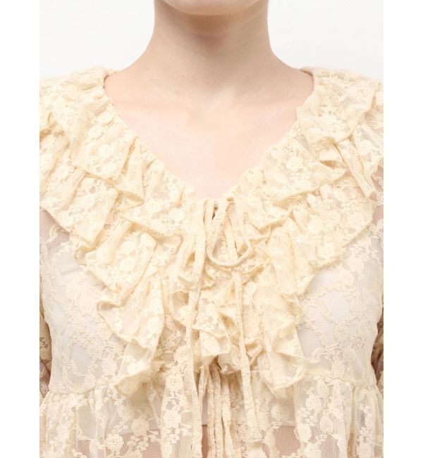 EVRIS「フロントリボンレースクロップドシャツ」|シャツ・ブラウス|