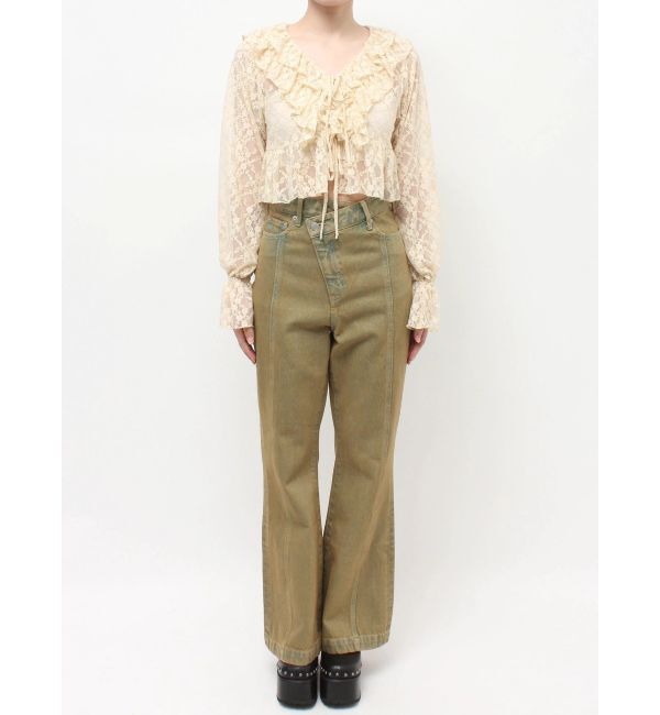 EVRIS「フロントリボンレースクロップドシャツ」|シャツ・ブラウス|