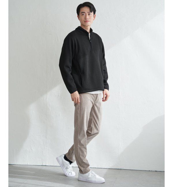 ikka「ツイルジャカード裏起毛ハーフジッププルオーバー」|パーカー|