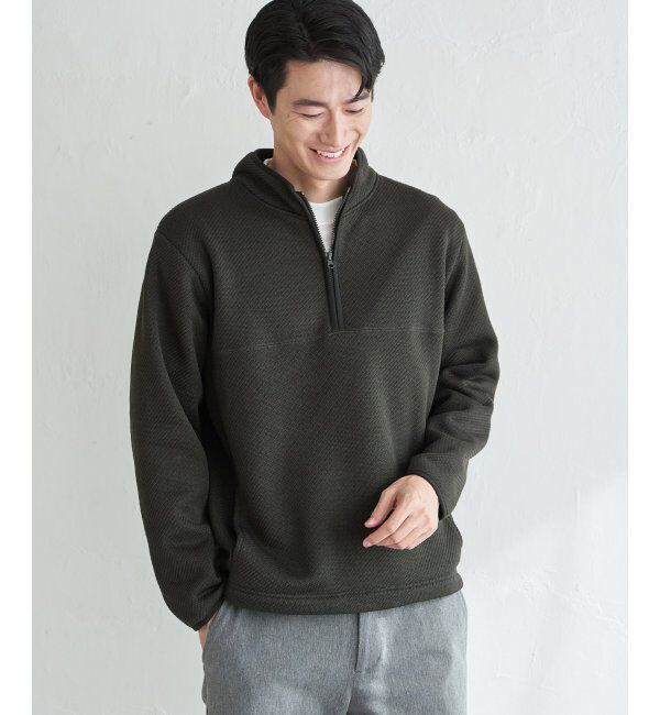ikka「ツイルジャカード裏起毛ハーフジッププルオーバー」|パーカー|