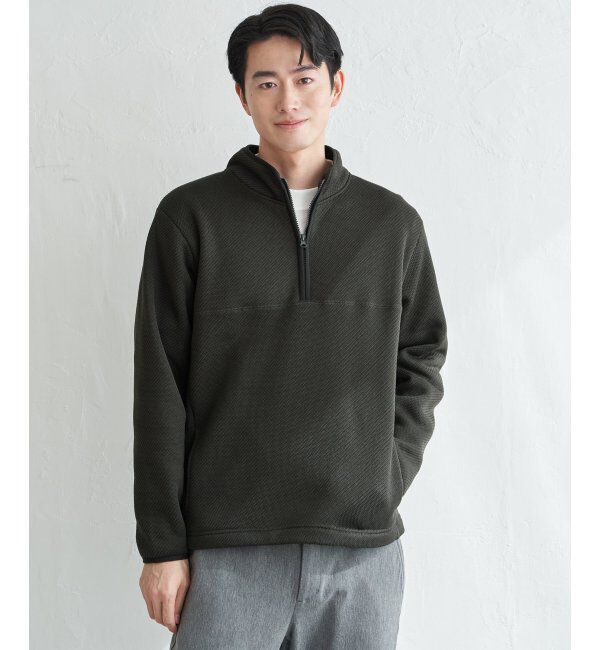 ikka「ツイルジャカード裏起毛ハーフジッププルオーバー」|パーカー|