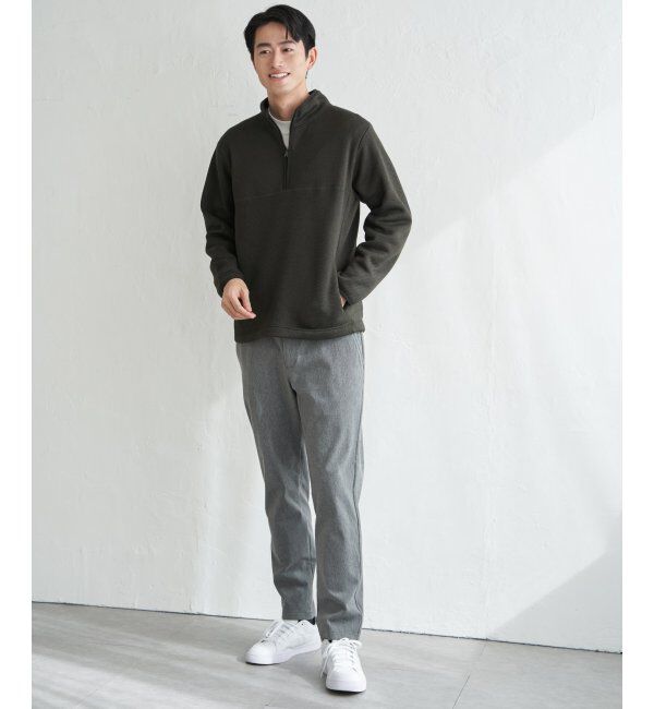ikka「ツイルジャカード裏起毛ハーフジッププルオーバー」|パーカー|