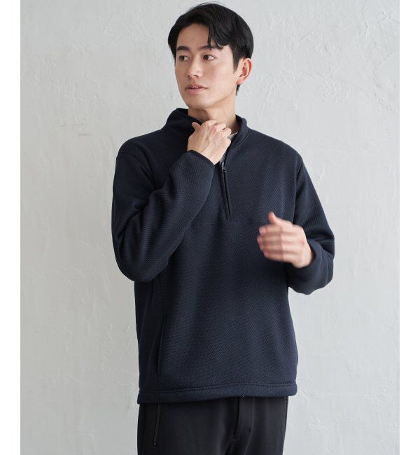 ikka「ツイルジャカード裏起毛ハーフジッププルオーバー」|パーカー|