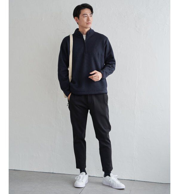 ikka「ツイルジャカード裏起毛ハーフジッププルオーバー」|パーカー|