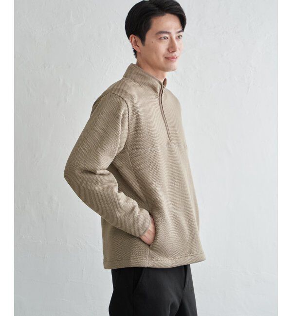 ikka「ツイルジャカード裏起毛ハーフジッププルオーバー」|パーカー|