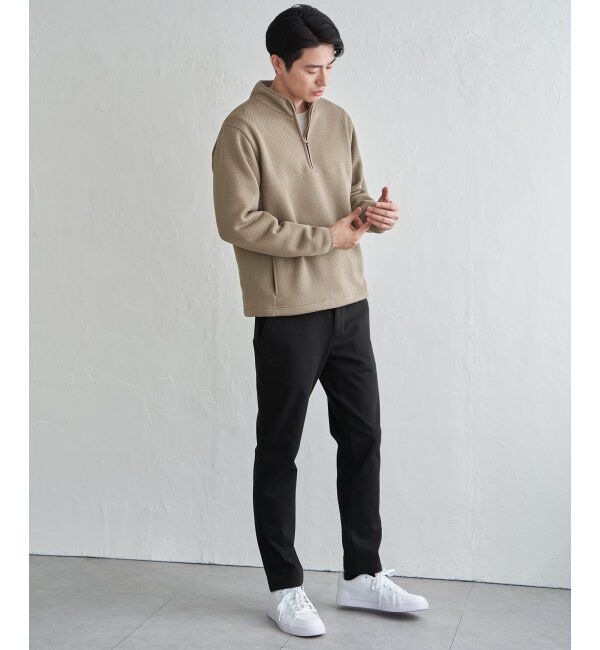 ikka「ツイルジャカード裏起毛ハーフジッププルオーバー」|パーカー|