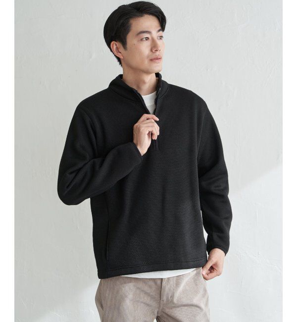 ikka「ツイルジャカード裏起毛ハーフジッププルオーバー」|パーカー|