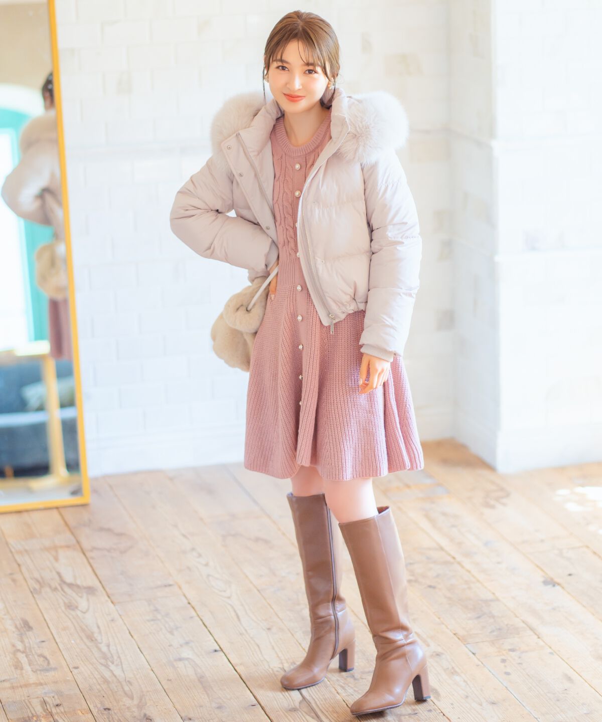 WILLSELECTION「ファー付きショートダウン」|ダウン|