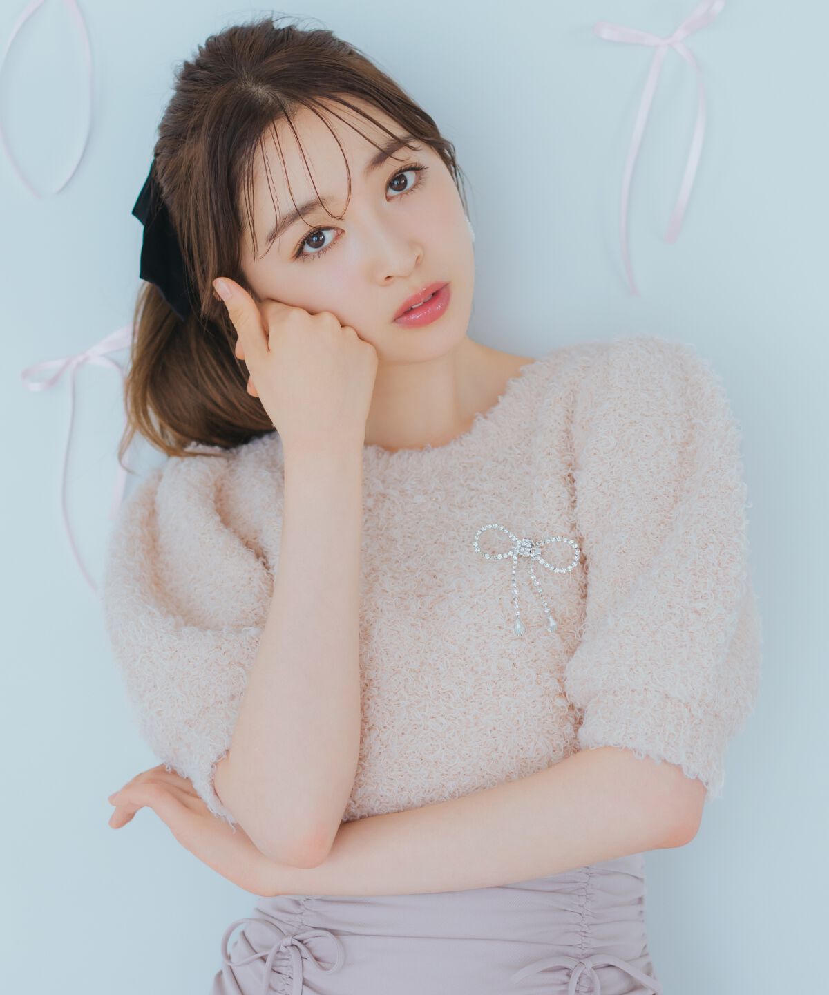 WILLSELECTION「リボンブローチ付きテディヤーンニット」|ニット・セーター|