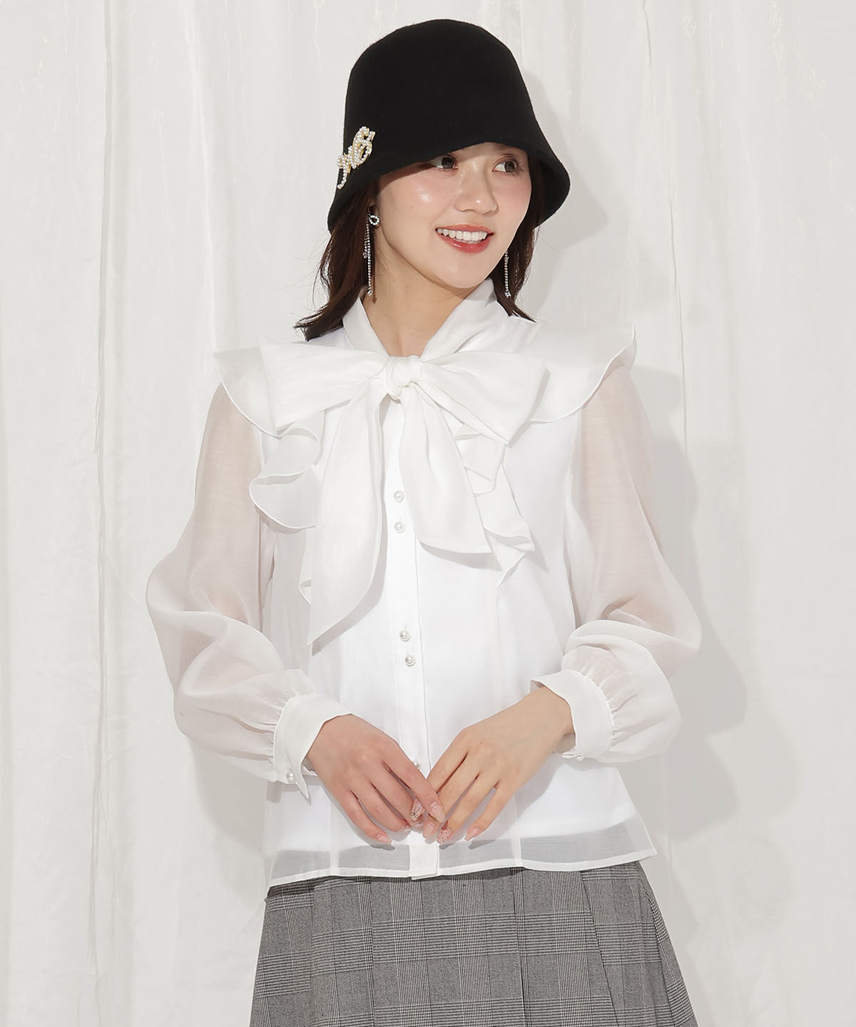 WILLSELECTION「シアーラッフルボウタイブラウス」|シャツ・ブラウス|