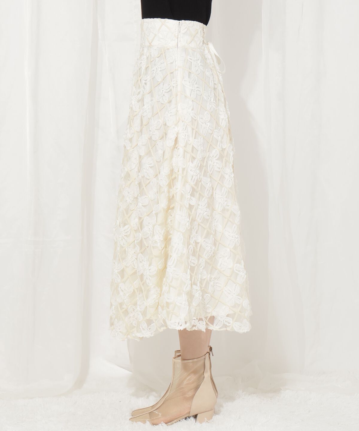 WILLSELECTION「3Dフラワーフレアスカート」|フレア|