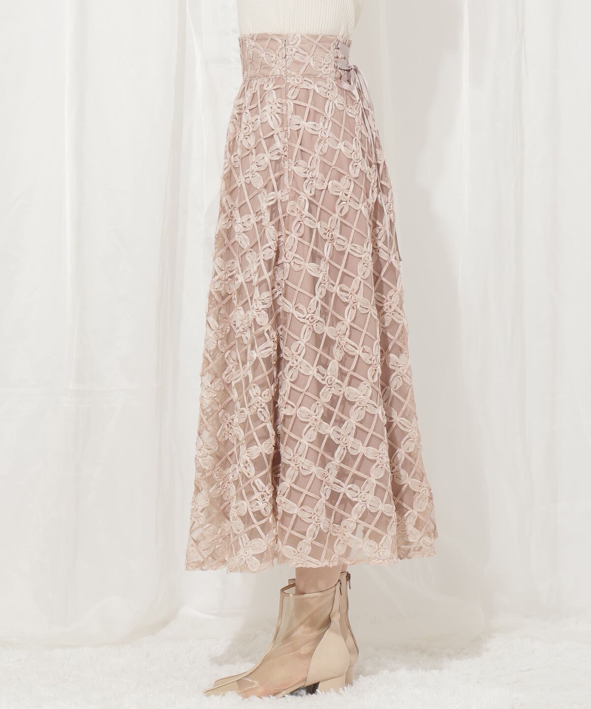 WILLSELECTION「3Dフラワーフレアスカート」|フレア|