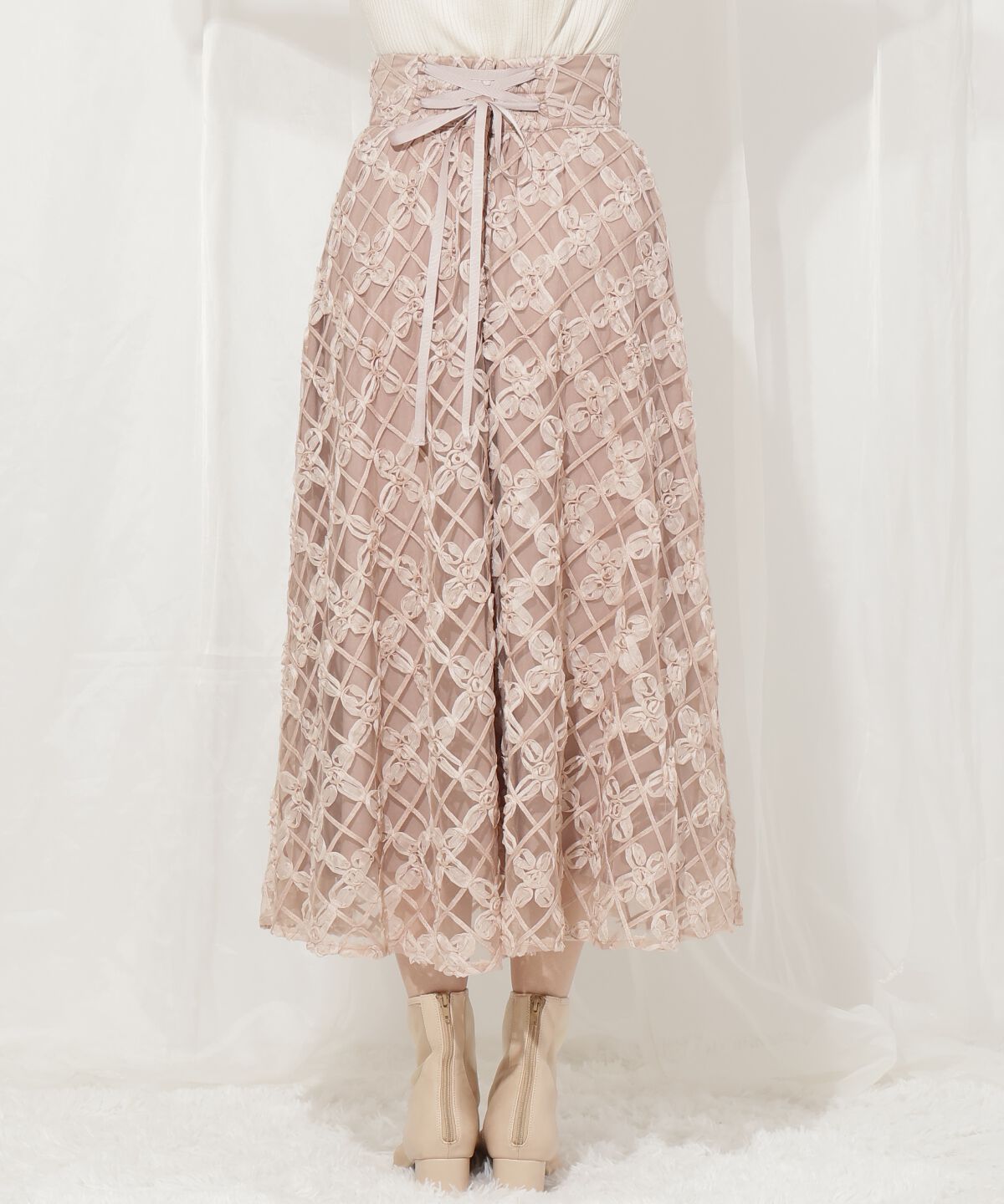 WILLSELECTION「3Dフラワーフレアスカート」|フレア|