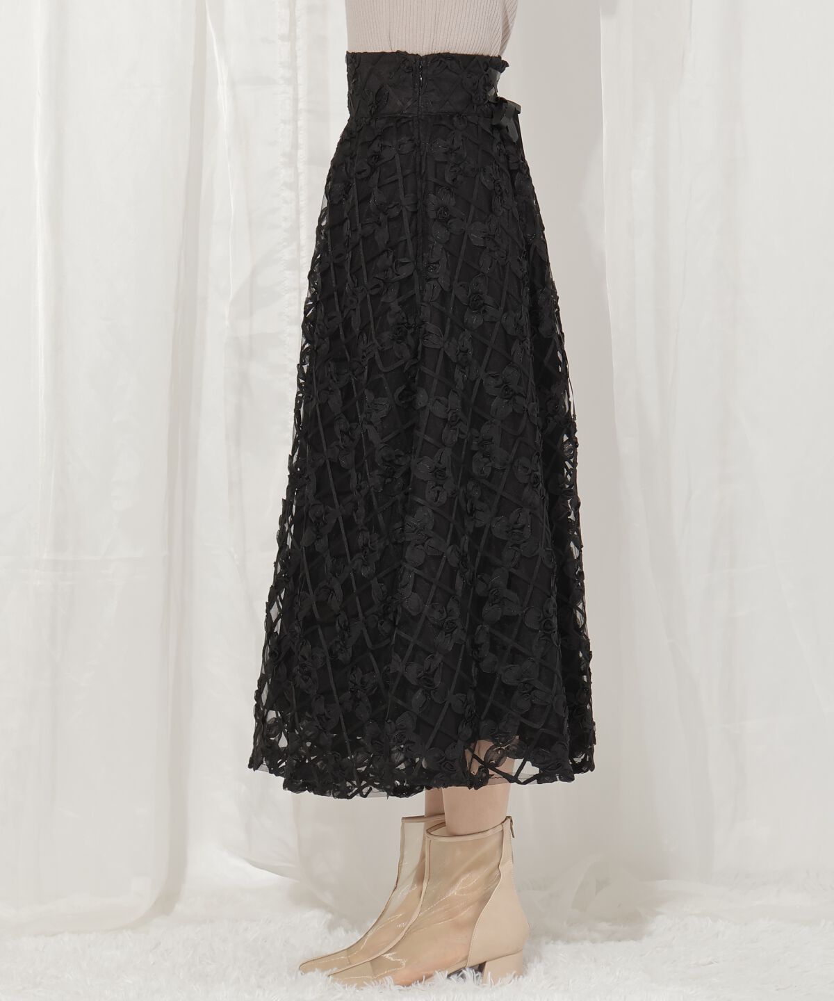 WILLSELECTION「3Dフラワーフレアスカート」|フレア|