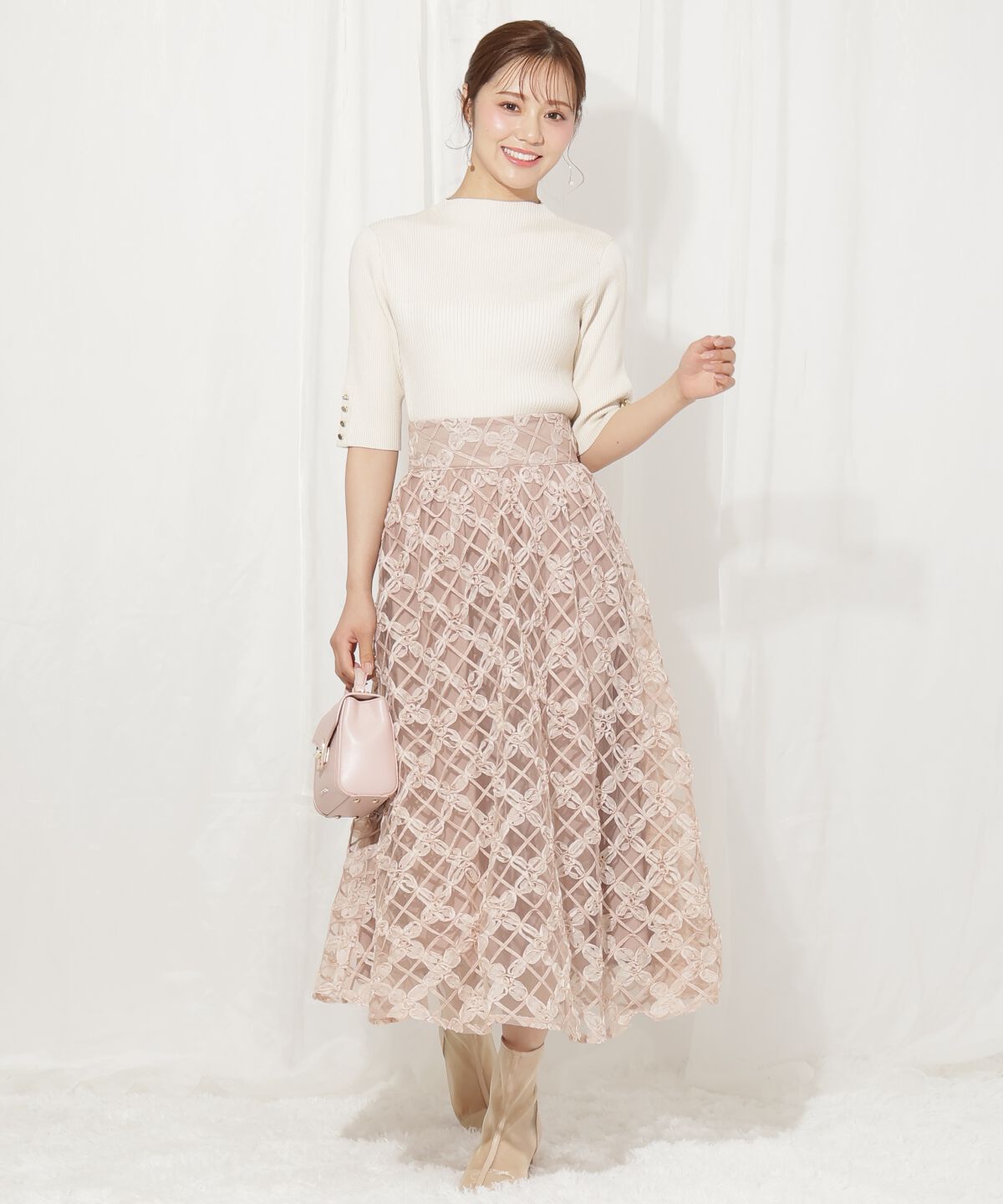 WILLSELECTION「3Dフラワーフレアスカート」|フレア|