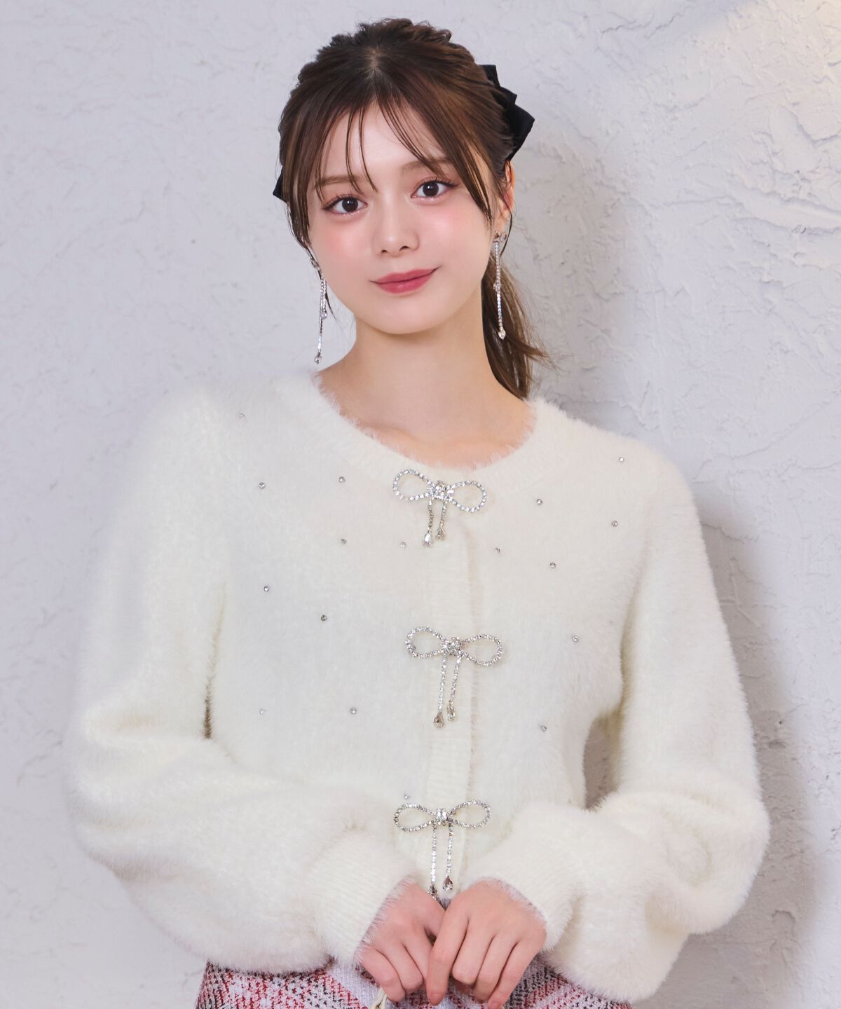 WILLSELECTION「リボンモチーフニットカーディガン」|カーディガン|オフ