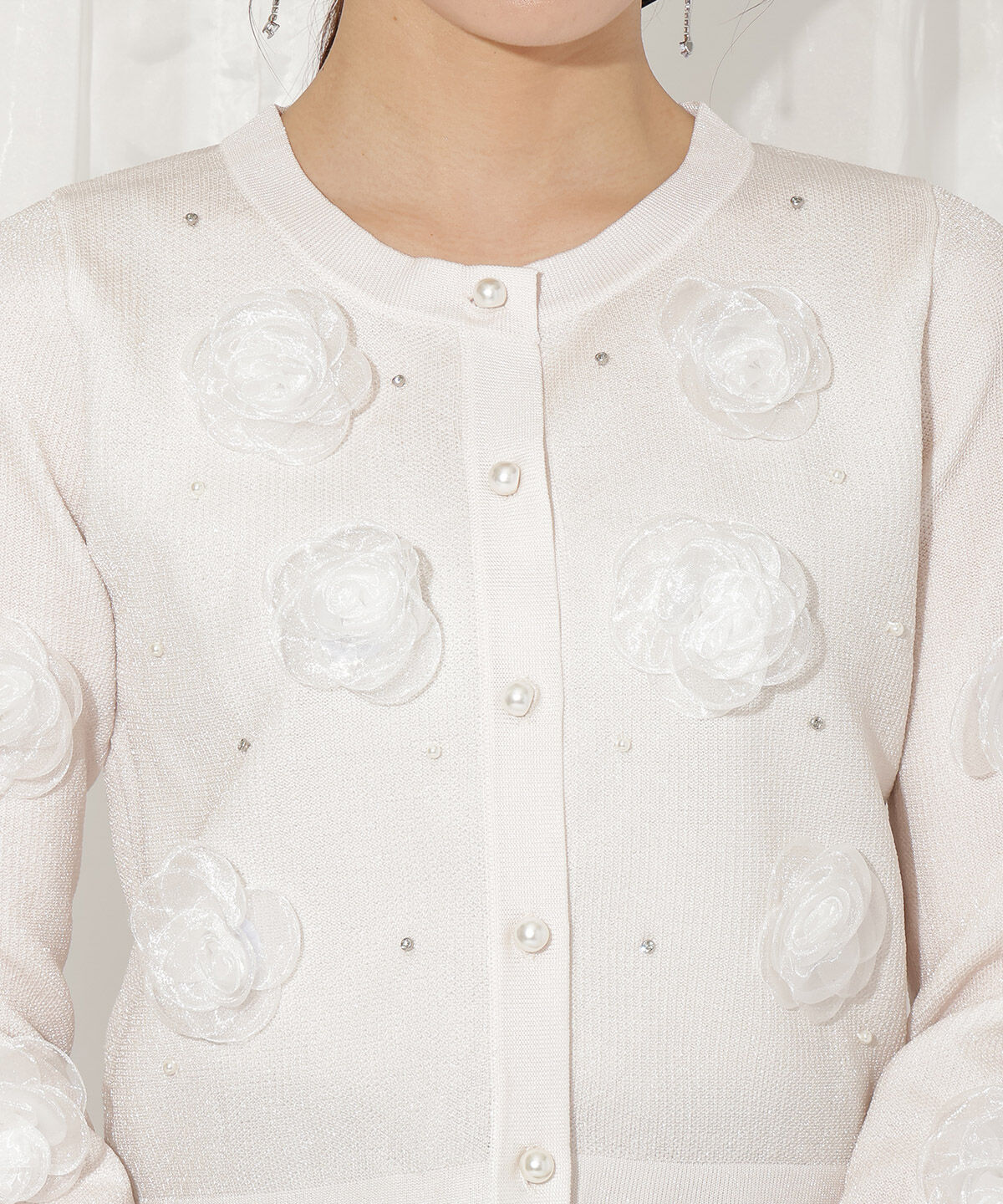 WILLSELECTION「フラワーモチーフニットカーディガン」|カーディガン|